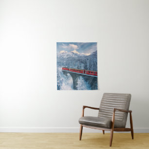 氷と雪 Red Bernina 表現 Train Switzerland Red Bernina タペストリー