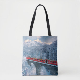 氷と雪 Red Bernina 表現 Train Switzerland Red Bernina トートバッグ