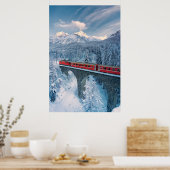 氷と雪 Red Bernina 表現 Train Switzerland | Red Bernina ポスター (キッチン)