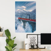 氷と雪 Red Bernina 表現 Train Switzerland | Red Bernina ポスター (ホームオフィス)