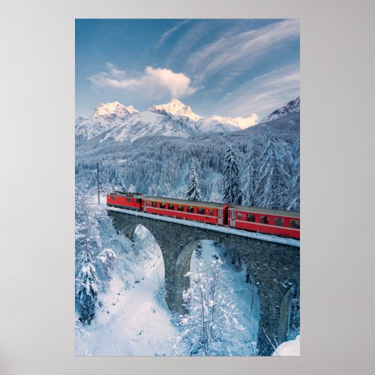 氷と雪 Red Bernina 表現 Train Switzerland | Red Bernina ポスター (正面)