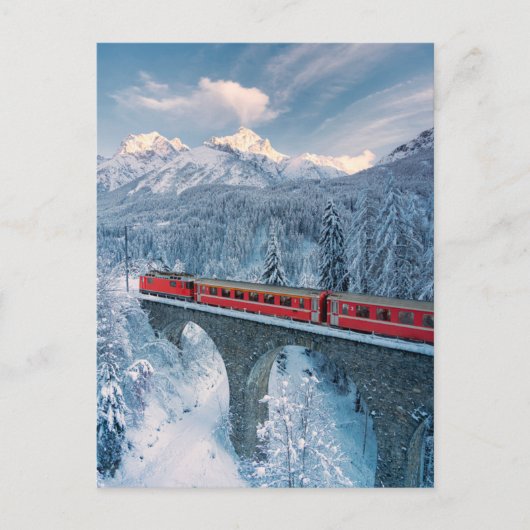 氷と雪 Red Bernina 表現 Train Switzerland | Red Bernina ポストカード (正面)