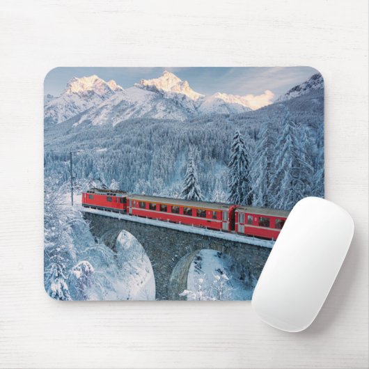 氷と雪 Red Bernina 表現 Train Switzerland | Red Bernina マウスパッド (マウス)