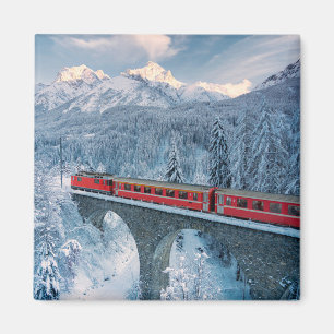氷と雪 Red Bernina 表現 Train Switzerland Red Bernina マグネット