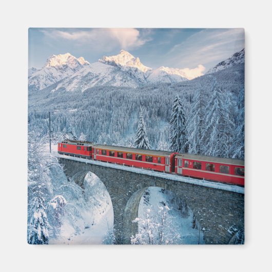 氷と雪 Red Bernina 表現 Train Switzerland | Red Bernina マグネット (正面)