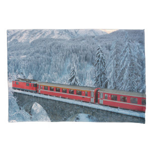氷と雪 Red Bernina 表現 Train Switzerland Red Bernina 枕カバー
