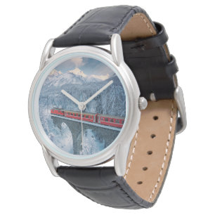 氷と雪 Red Bernina 表現 Train Switzerland Red Bernina 腕時計