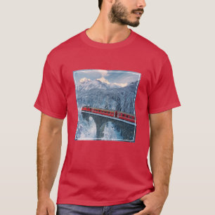氷と雪 Red Bernina 表現 Train Switzerland Red Bernina Tシャツ