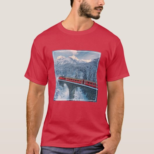 氷と雪 Red Bernina 表現 Train Switzerland | Red Bernina Tシャツ (正面)