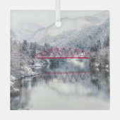 氷と雪 | Red Bridge in Winter, Japan ガラスオーナメント (正面)