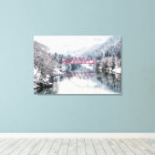 氷と雪 | Red Bridge in Winter, Japan キャンバスプリント (インサイチュ (ウッドフロア))