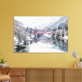 氷と雪 | Red Bridge in Winter, Japan キャンバスプリント (インサイチュ (リビング))