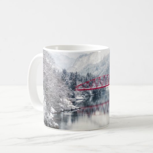 氷と雪 | Red Bridge in Winter, Japan コーヒーマグカップ (正面左)