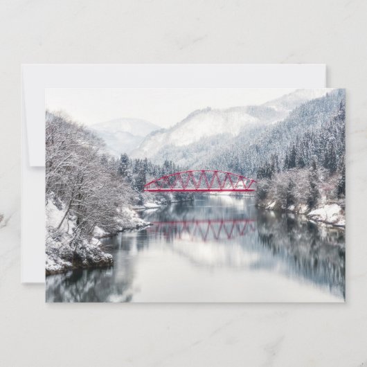 氷と雪 | Red Bridge in Winter, Japan サンキューカード (正面)