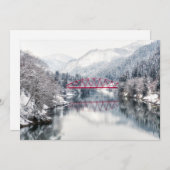 氷と雪 | Red Bridge in Winter, Japan サンキューカード (正面/裏面)