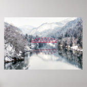 氷と雪 | Red Bridge in Winter, Japan ポスター (正面)