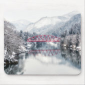 氷と雪 | Red Bridge in Winter, Japan マウスパッド (正面)