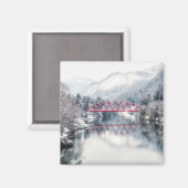 氷と雪 | Red Bridge in Winter, Japan マグネット (正面/裏面)