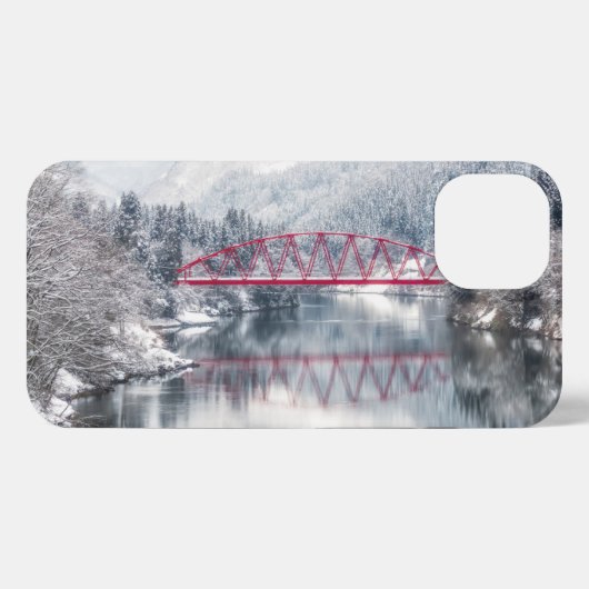 氷と雪 | Red Bridge in Winter, Japan iPhoneケース (裏面横)