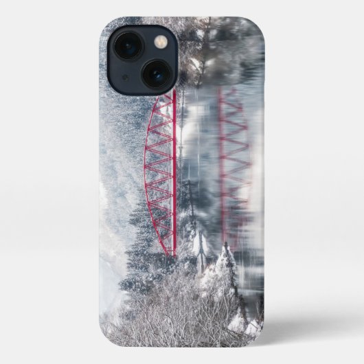 氷と雪 | Red Bridge in Winter, Japan iPhoneケース (裏面)