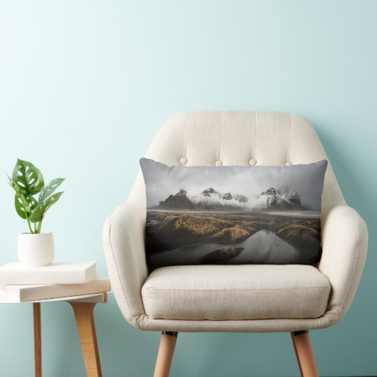 氷と雪 | Vestrahorn Mountain，アイスランド ランバークッション (椅子)