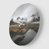 氷と雪 | Vestrahorn Mountain,アイスランド ラージ壁時計 (傾斜)
