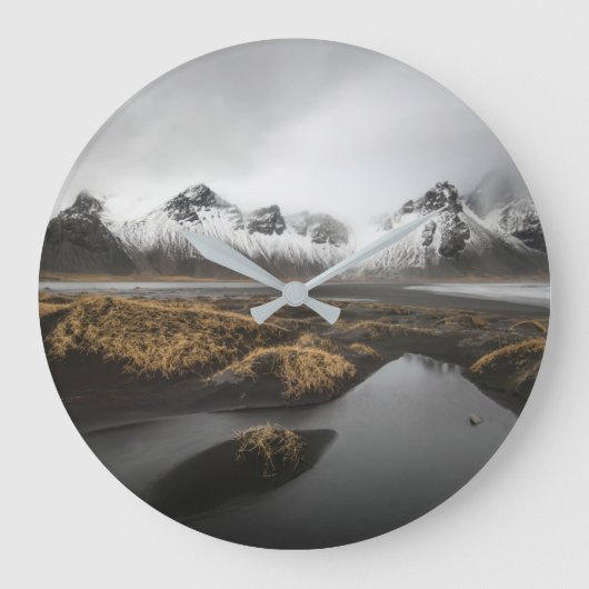氷と雪 | Vestrahorn Mountain,アイスランド ラージ壁時計 (正面)