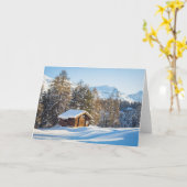 氷と雪 | Winter Log Cabin Swiss Alps カード (黄色い花)