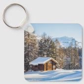 氷と雪 | Winter Log Cabin Swiss Alps キーホルダー (正面)