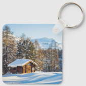 氷と雪 | Winter Log Cabin Swiss Alps キーホルダー (裏面)