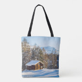氷と雪 | Winter Log Cabin Swiss Alps トートバッグ (裏面)