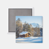 氷と雪 | Winter Log Cabin Swiss Alps マグネット (正面/裏面)