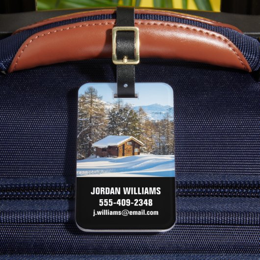 氷と雪 | Winter Log Cabin Swiss Alps ラゲッジタグ (正面インサイチュ2)