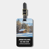 氷と雪 | Winter Log Cabin Swiss Alps ラゲッジタグ (正面縦)