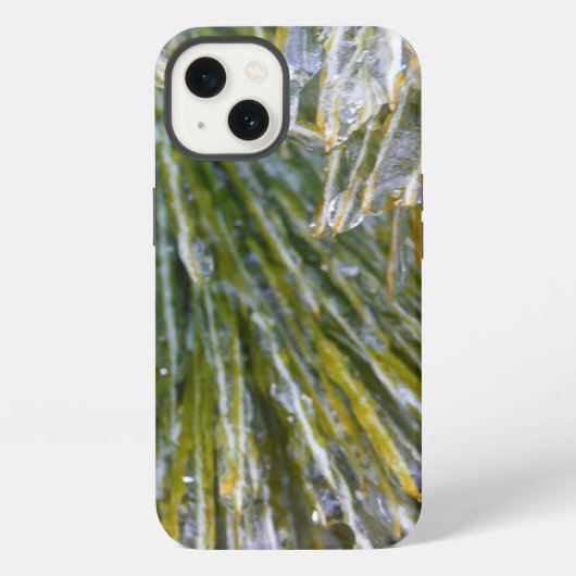 氷に覆われた松の葉 冬のボタニカル iPhoneケース (裏面)