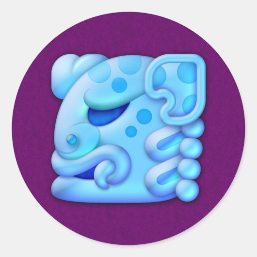 氷のようなマヤの動物頭部 ラウンドシール (正面)