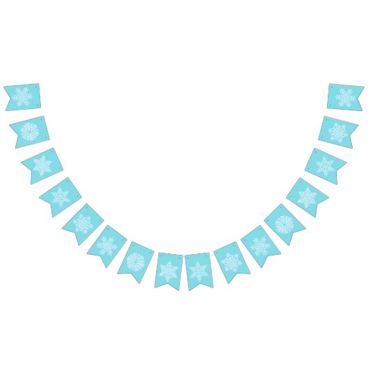 氷のようなライトブルーの凍ってい冬の雪片クリスマス バンティングフラッグ (全)