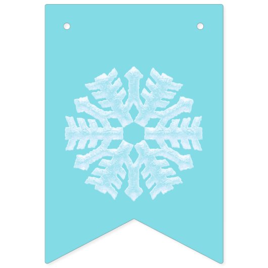 氷のようなライトブルーの凍ってい冬の雪片クリスマス バンティングフラッグ (第2の旗)