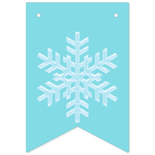 氷のようなライトブルーの凍ってい冬の雪片クリスマス バンティングフラッグ (第1の旗)