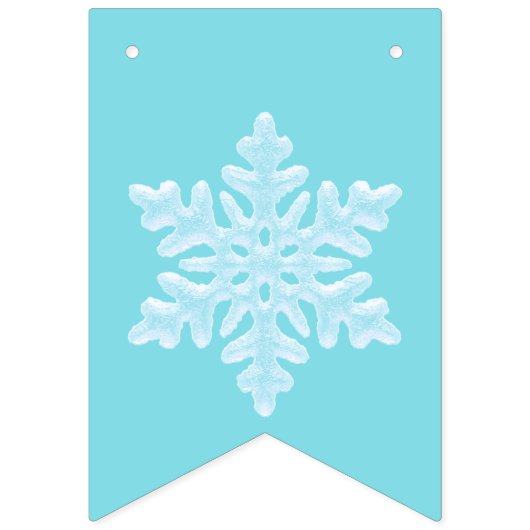 氷のようなライトブルーの凍ってい冬の雪片クリスマス バンティングフラッグ (第3の旗)