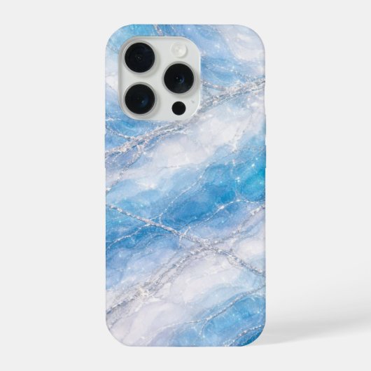氷のような冬の世界 大理石 シルバーべイン入り iPhoneケース (裏面)