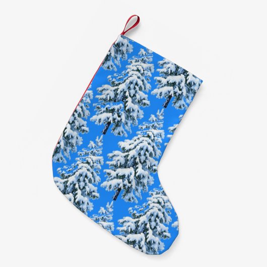 氷のような木々が佇む夢の雪原 森 スモールクリスマスストッキング (正面 (吊り時))