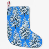 氷のような木々が佇む夢の雪原 森 スモールクリスマスストッキング (正面)