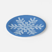 氷のような白いスノーフレーク凍っていブルー霜の降りたクリスマス ペーパープレート (アングル)