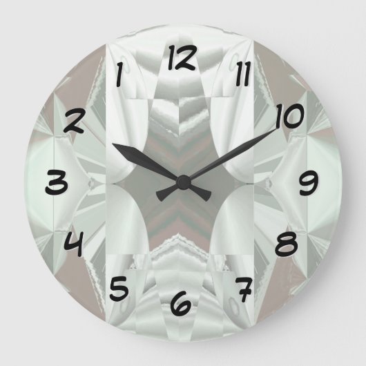 氷のような白いピンク – 時間を逆時計に戻す ラージ壁時計 (正面)