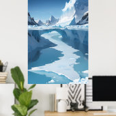 氷のアーチのある凍った風景 ポスター (ホームオフィス)