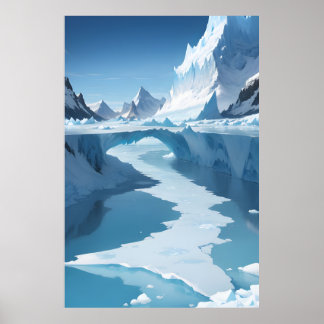 氷のアーチのある凍った風景 ポスター
