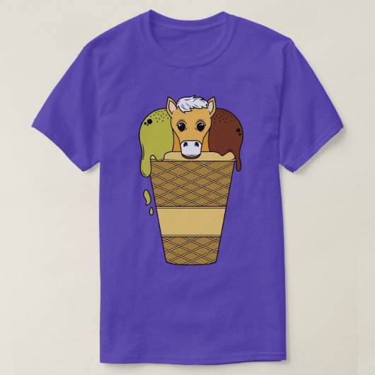 氷のクリームを入れたマグカップにかわいい馬 Tシャツ (デザイン正面)