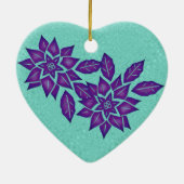 氷のシアンと深い紫ポインセチア セラミックオーナメント (裏面)