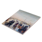 氷のスケートで滑るシーン。ファインアートクリスマスプレゼント タイル (側面)